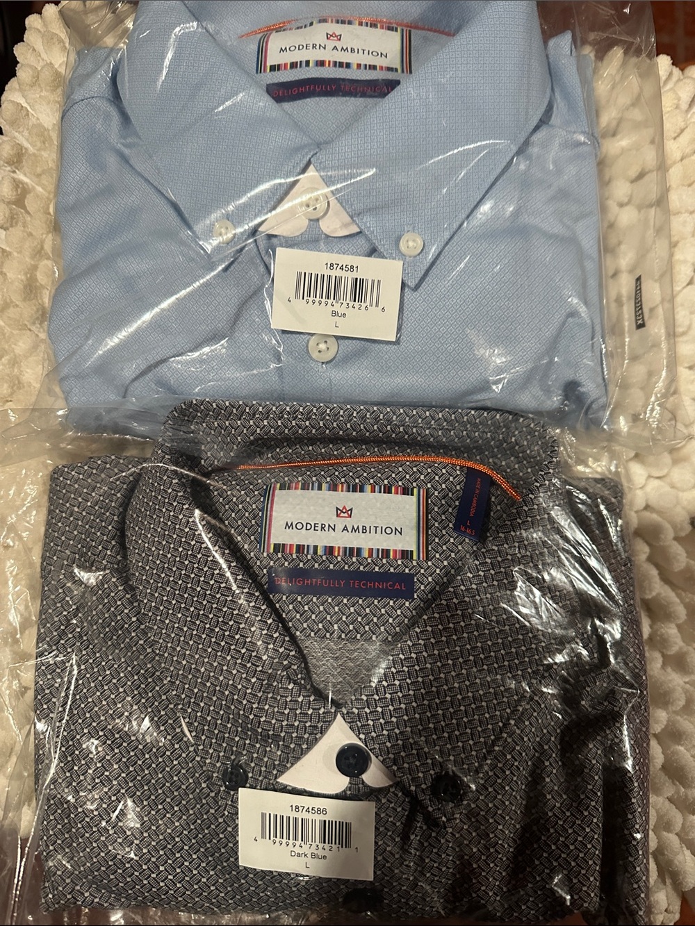 Modern Ambition Men's Casual Button-Down Shirt Pack — Light Blue & Dark Blue